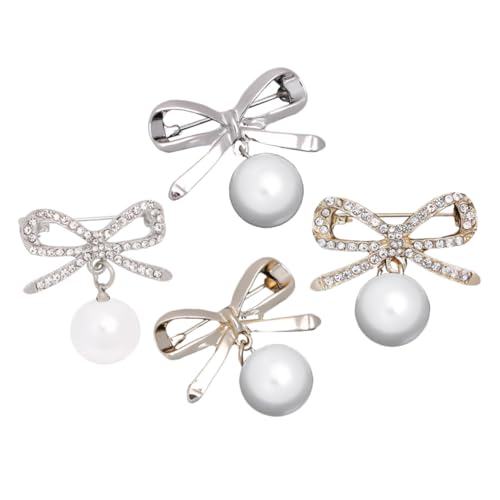 Healvian 4 Stück Teiliges Bowknot Broschen mit Strass Langlebige Legierung Glatte Oberfläche Effektiver Schutz vor Einblicken Modische Anstecknadeln für Damenkleidung von Healvian