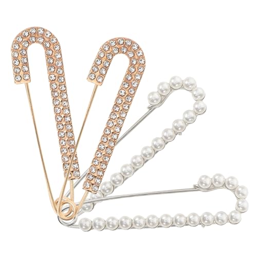 Healvian 4 Stück Teiliges Broschen Damen Safety Pins aus Legierung Perlen und Strass Design Vielseitige Anstecknadeln für Pullover Schals Kleider Eleganter Schmuck für Alltag und Fest von Healvian