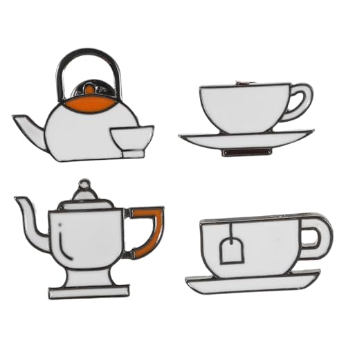 Healvian 4stücke Emaille-anstecknadel Teetassen-ornament Süße Rucksack-anstecknadel Hut-anstecknadeln Für Mädchen Anstecknadeln Für Hemden Broschen-anstecknadel Neuartige Hutbrosche Kaffee- von Healvian