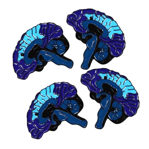 Healvian 4 Stück Teiliges Cartoon Anstecknadel Menschliches Gehirn Design Legierung Brosche Niedliche Corsage für Kleidung Blaue Pins Handwerkskunst Geschenkidee von Healvian