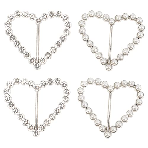 Healvian 4 Stück Teiliges Damen Strass Perlen Schalclip Herzförmige Resin Tuchspange Taillengürtel Schmuck Vielseitiger Shirt Clip für Kleidung und Accessoires von Healvian