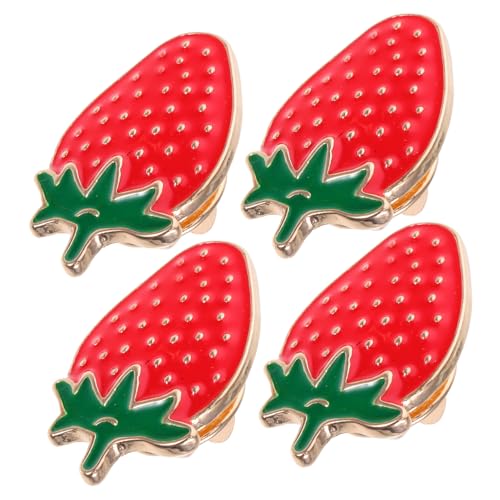 Healvian 4 Stück Teiliges Erdbeer Broschen Set aus Robustem Zinklegierung Langlebig und Farbbeständig Obst Designs für Kleidung Taschen und Party Accessoires Auffällige Anstecknadeln für von Healvian