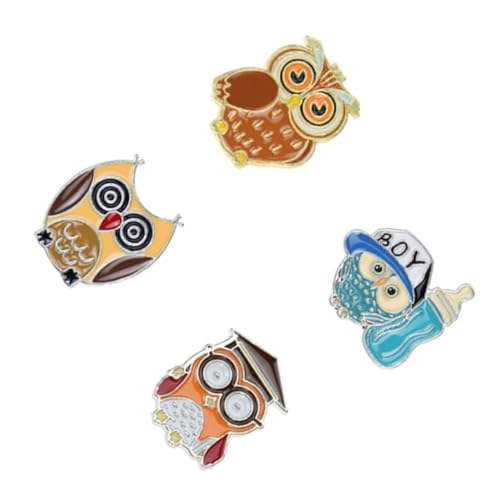 Healvian 4 Stück Teiliges Eulen Cartoon Anstecknadeln Modisch Dekorativ für Kleidung Handtaschen Geschenkideen für Frauen und Partyaccessoires von Healvian