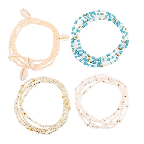 Healvian 4 Stück Teiliges Glasperlen Taillenkette für Damen Bikinizubehör Bauch und Körperkette für Sommer Outfits Strandkleider und Nachtclub Kleidung von Healvian