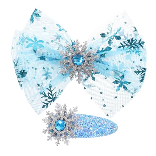 Healvian 4 Stück Teiliges Haarschmuck Schneeflocken Haarspangen mit Schleifen Strahlende Haarklammern für Mädchen Weihnachtliche Haaraccessoires für Party Cosplay Geburtstagsgeschenk von Healvian