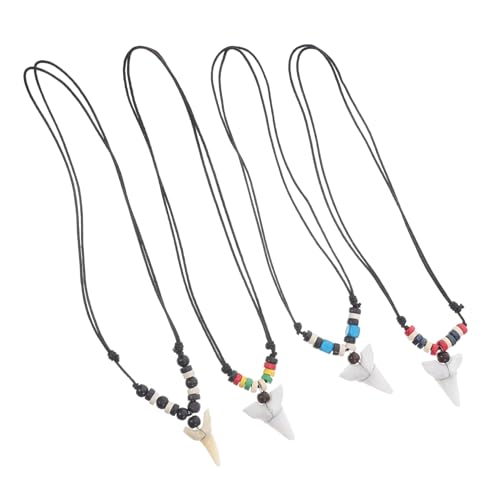 Healvian 4 Stück Teiliges Haifischzahn Anhänger für Herren Verstellbare Surfer Halskette aus Robustem Acryl und Holz Tropischer Strand Schmuck Leicht und Hautfreundlich für Sommer und Healvian 4 Stück Teiliges Haifischzahn Anhänger für Herren Verstellbare Surfer Halskette aus Robustem Acryl und Holz Tropischer Strand Schmuck Leicht und Hautfreundlich für Sommer und von Healvian