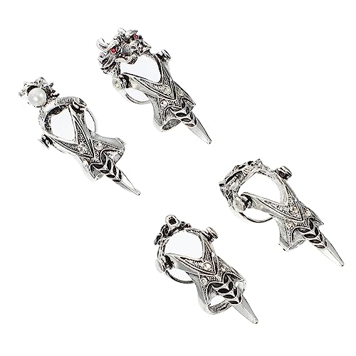 Healvian 4 Stück Teiliges Halloween Schmuck mit Flexiblen Modischen Fingerringen für Herren Rostfrei Langlebig Komfortabel für Kostüm und Partyaccessoires von Healvian