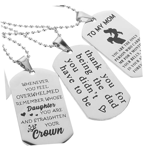 Healvian 4stücke Teilige Halskette Aus Edelstahl Mit Gravur Für Frauen Und Männer Modischer Schmuck Als Für Muttertag Vatertag Und Geburtstag von Healvian