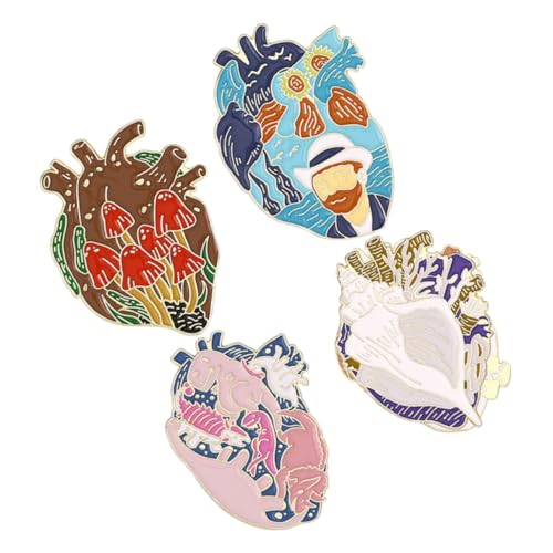 Healvian 4 Stück Teiliges Herzbrosche Lustige Anstecknadel für Taschen Kleidung Rucksäcke Dekorative Metallpins mit Einzigartigem für Kreative von Healvian