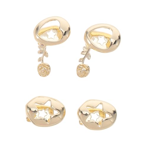 Healvian 4 Stück Teiliges Hip Hop Teeth Grills aus Kupfer Langlebige Fake Teeth Caps mit rötlichen Stern-Motiven für Halloween Kostüme und Punk Style Modische Mundschmuck Accessoires von Healvian