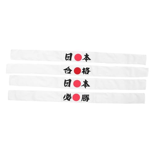 Healvian 4 Stück Teiliges Japanische Samurai Stirnbänder Verstellbare Hachimaki Kopfbänder aus Weichem Atmungsaktivem Motivierendes Design mit Sieg Print für Sport Karate Kochen und von Healvian