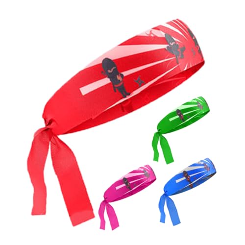 Healvian 4 Stück Teiliges Karate Stirnband aus Atmungsaktivem Stoff Vielseitig als Haarband oder Armband Präzise Verarbeitet Modisches Japanisches Ninja Design für Sport Party und von Healvian