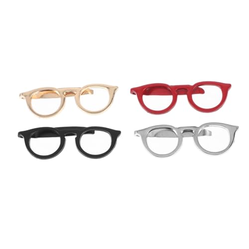 Healvian 4 Stück Teiliges Krawattenklammern Herren Brillenform Langlebiges Glänzendes Legierungsmaterial Vielseitig für Hemden Anzüge Schals Sichere Leichte und Einfach zu Verwendende von Healvian