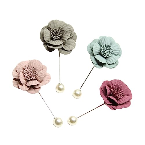 Healvian 4stücke Teilige Herren-broschennadeln Mit Blumenmotiv Für Anzüge Hochzeit Corsage Handgefertigte Schmucknadeln von Healvian