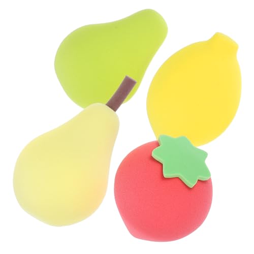 Healvian 4 Stück Teiliges Make Up Schwamm Obstform Feuchtigkeitsspendend Vielseitig für Foundation Puder Concealer Hautfreundlich Wiederverwendbar für Damen Tragbar Farbenfroh Birne Avocado von Healvian