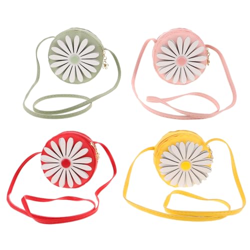 Healvian 4 Stück Teiliges Mini-Daisy-umhängetasche Mädchen Kleine Leichte Pu-Schultertasche mit Sicherem Reißverschluss Bezaubernde Blumenhandtasche für Reisen Partys und Alltag von Healvian