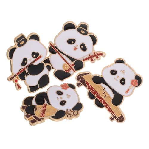 Healvian 4 Stück Teiliges Panda Broschen aus Metall Chinesischer Stil mit Traditionellen Musikinstrumenten Emaillierte Anstecknadeln für Rucksack Pullover Hemd und Kleid Vielseitige von Healvian