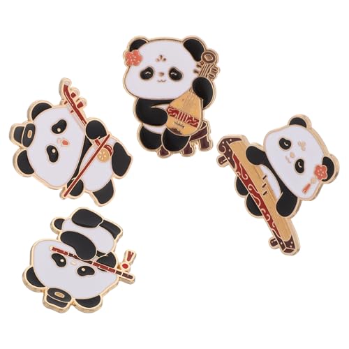 Healvian 4 Stück Teiliges Panda Chinesischer Stil mit Musikinstrumenten Cartoon Emaille Anstecknadeln für Kleidung Rucksäcke und Taschen Dekoration von Healvian