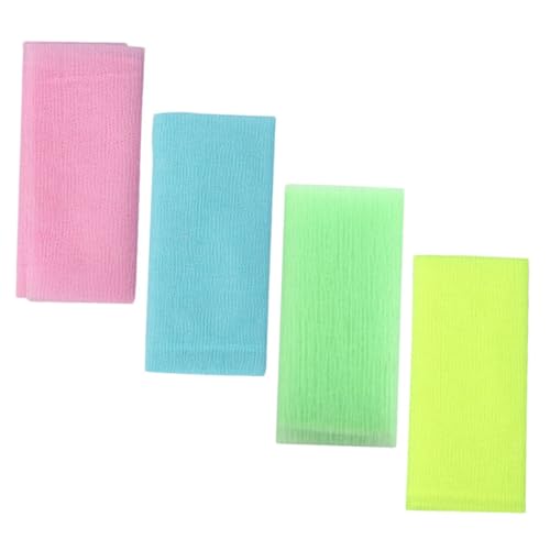 Healvian 4 Stück Teiliges Peeling Badetuch aus Nylon Sanfter Körper Scrubber für Dusche und Bad Vielseitig Nutzbare Faltbare Peeling Handtücher für Rücken Nacken und Schultern Mischfarben von Healvian