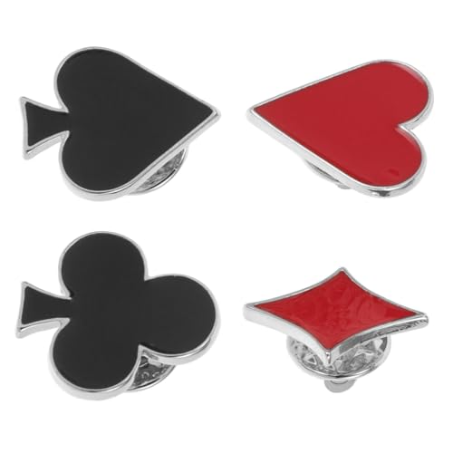 Healvian 4 Stück Teiliges Poker Broschen aus Metall Stabile Anstecknadeln für Rucksack Anzug Schal und Kleidung Lustige Pins für Damen Ästhetisches Design Langlebig und Sicher Befestigt von Healvian