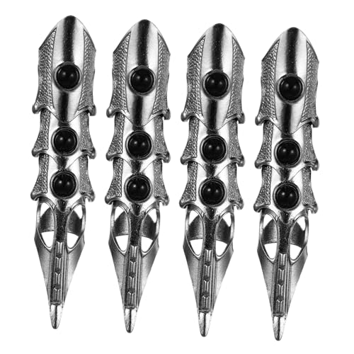 Healvian 4 Stück Teiliges Punk Vollpanzer Fingerring Verstellbare Gelenkringe aus Vintage Gothic Statement Schmuck für Männer und Frauen Geeignet für Halloween Cosplay Partys und von Healvian