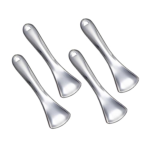 Healvian 4 Stück Teiliges Set Kosmetikspatel Silberne Makeup Löffel für Gesichtscreme Augencreme und Masken für Beauty Salons und Reisen Leicht Handlich und Einfach zu Lagern von Healvian
