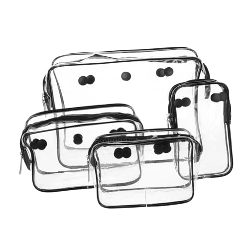 Healvian 4 Stück Teiliges Set Transparente Kosmetiktasche Praktische Reise Organizer für Makeup Toilettenartikel und Strandzubehör Leicht Langlebig und Einfach zu Reinigen von Healvian