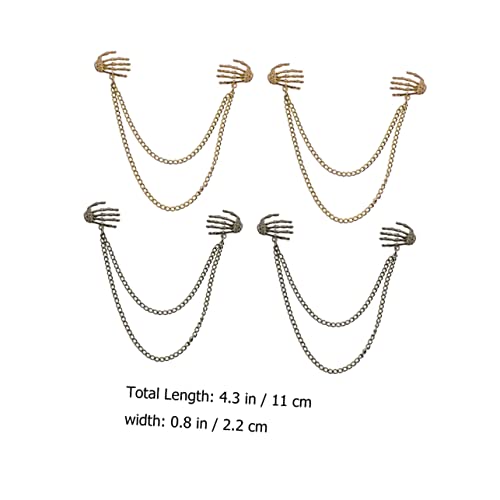 Healvian 4 Stück Teiliges Skelett Hand Broschen Anstecknadeln mit Quasten Langlebige Kleidung Accessoires für Anzüge Taschen Schals Kreative Dekorative Brustnadeln von Healvian