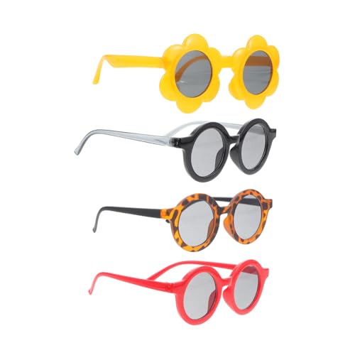 Healvian 4 Stück Teiliges Sonnenbrillen UV schutz Leichte Robuste Blumen Rundrahmen Modische Partybrillen für Junge Mädchen und Kleinkinder Buntes Zubehör für Fotos und Alltag von Healvian