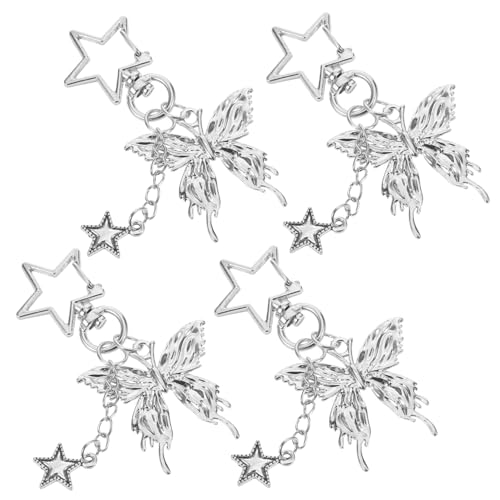 Healvian 4 Stück Teiliges Stern Schmetterling Schlüsselanhänger Set aus Hochwertiger Zinklegierung Modische Leichte Handtaschen-anhänger für Frauen Vielseitige Taschen Handy-charms von Healvian