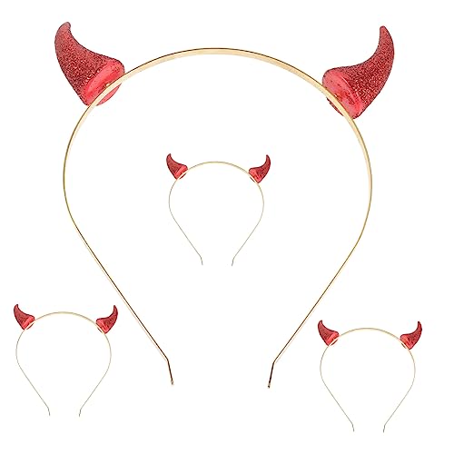Healvian 4 Stück Teiliges Stirnband mit Goldglänzenden Oxhorn Buckeln Kreatives und Flexibles Unisex Haarreif für Halloween Cosplay Partys und Rollenspiele Langlebig und Rutschfest von Healvian