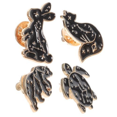 Healvian 4 Stück Teiliges Tierbroschen aus Emaille Niedliche Schildkröte Fuchs Hase und Sternenhimmel Kreative Anstecknadeln für Pullover Schals und Kleidung Langlebige Legierungsschmuck von Healvian