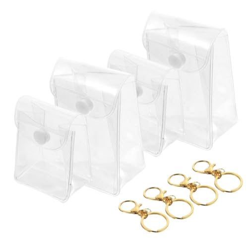 Healvian 4 Stück Teiliges Transparenter Lippenbalsam Organizer und Mini figurenboxen mit Schlüsselanhänger PVC Aufbewahrungstaschen für Make up und Sammlermodelle von Healvian