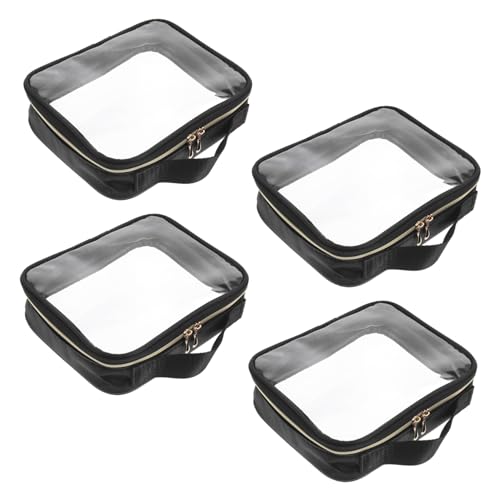 Healvian 4 Stück Teiliges Transparentes Wasserdichtes PVC Kosmetiktasche Reißverschluss Tragbare Kulturbeutel mit Griff Vielseitige Reise Business aufbewahrungstaschen für Damen und Herren von Healvian