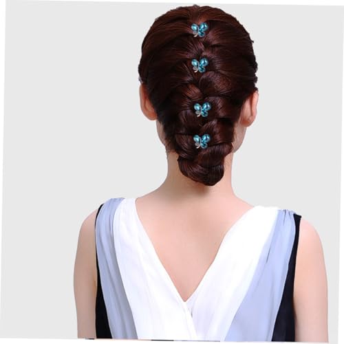 Healvian 4 Stück Teiliges U förmiges Glitzer Haarnadel mit Blauen Strasssteinen Eleganter Brautschmuck für Hochzeit und Party Funkelnde Haarschmuck Deko für Damen und Bräute von Healvian