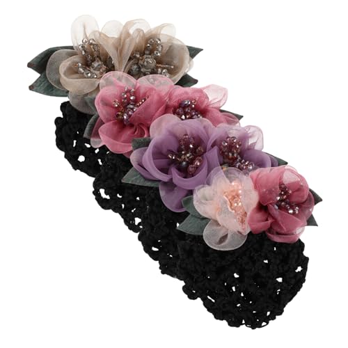 Healvian 4 Stück Teiliges Vintage Blumen Haarnetz für Damen Eleganter Mesh Haarnetz Snood mit Strassbesatz Professionelles Haarzubehör für Krankenschwestern Banken Hotels und Festliche von Healvian