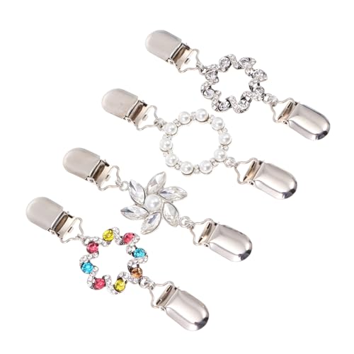 Healvian 4 Stück Teiliges Vintage Broschen mit Strass und Perlen Kreative Schal und Cardigan Clips aus Legierung für Damen Vielseitige Kragen und Kleidungsdekoration Farblich Gemischt von Healvian