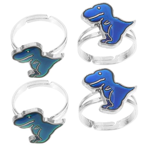 Healvian 4 Stück Thermochromer Ring Party Kinderringe Für Mädchen Dinosaurier Offene Ringe Einstellbar Emotionen Fingerring Stimmungsringe Mädchenschmuck Band Legierung Blue von Healvian