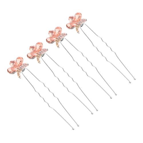 Healvian 4stücke Teiliges Haarnadeln Für Bräute U-förmige Haarnadeln Mit Schmetterling Und Strass Eleganter Haarschmuck Für Hochzeiten Champagnerfarbe Für Damen Und Mädchen von Healvian
