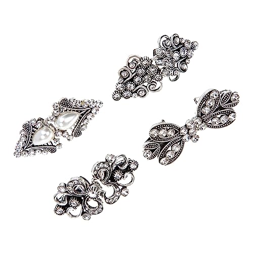Healvian 4 Stück Vintage Blumen Brosche Clip für Strickjacken Schals Retro Design mit Strass für Hochzeiten Partys Alltag Kleidungsspange für Frauen von Healvian