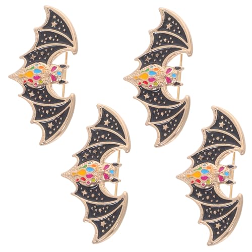 Healvian 4 Stück Vintage Fledermaus Broschen Retro Steampunk Anstecknadeln aus Langlebiger Legierung Niedliche Tierbroschen Stilvolle Schalclips für Damen Halloween Kostüm Schmuck von Healvian
