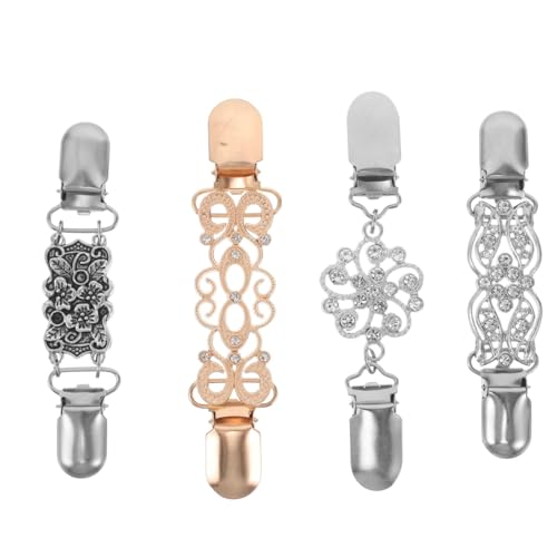 Healvian 4 Stück Vintage Strickjacken Clips aus Stabilem Legierungs-material Rutschfeste Stilvolle Broschennadeln für Damen-schals Cardigan Pullover-kragen Vielseitiges Zubehör für Mode und von Healvian