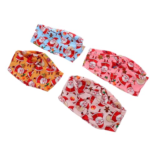 Healvian 4stücke Weihnachts-haarband Mit Knotendetail Elastisches Yoga-stirnband Und Für Sport Gesichtsreinigung Modisches Accessoire von Healvian