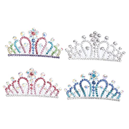 Healvian 4stücke Kinderkrone Mit Strass Und Kristallen Elegante Haarspangen Für Geburtstagsfeiern Und Aufführungen Geeignet Für Mädchen Und Pastellfarben Leicht Und Tragbar von Healvian