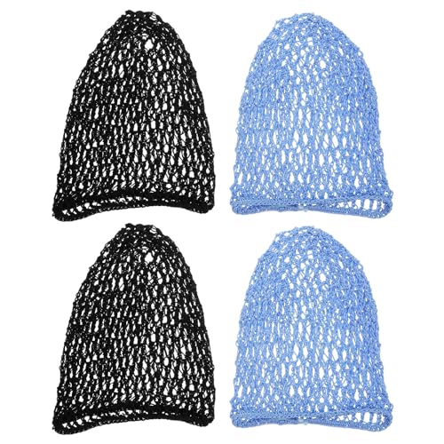 Healvian 4 Stücke Mesh Haarnetz Stricken Snood Hut Mesh Gehäkelte Haarnetz Schlaf Kappe Lange Abdeckung Ornament Frauen Schlafen Weiche Schlaf Hut Haar Zubehör von Healvian