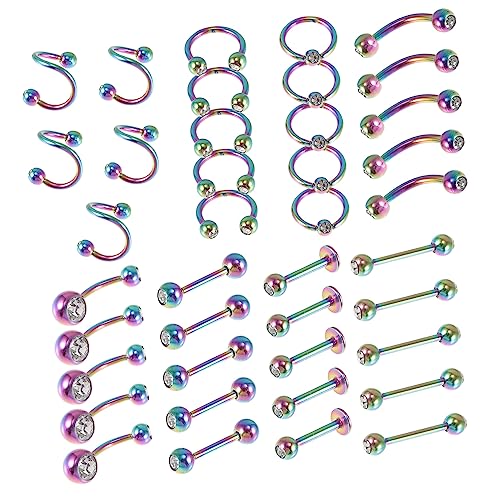 Healvian 40 Stück Teiliges Set Piercing Schmuck Bunte Lippen und Ohrstecker für Männer und Frauen für Partys und Fotografie Langlebig und Stylisch von Healvian
