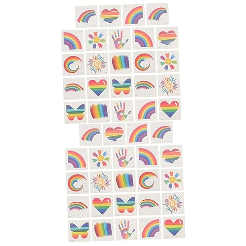 Healvian 48 Stk Gesichtsaufkleber Schwulenstolz Körper wasserfeste Aufkleber temporary tattoos Nagelaufkleber Regenbogenaufkleber schwule Regenbogen-Tattoos wasserdicht Banner Applikationen von Healvian