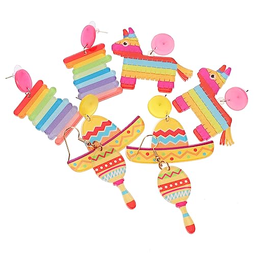 Healvian 4paare Ohrringe Im Mexikanischen Stil Mit Fiesta-motiv Hängende Ohrringe Für Frauen Party-kostüm-zubehör von Healvian
