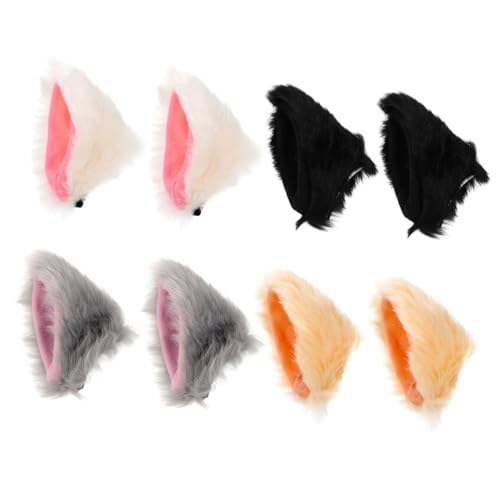 Healvian 4paare Katzenohr Haarnadel Plüsch Cosplay Haarspange Kopfschmuck Haarschmuck Für Themenparty Und Bühnenauftritt von Healvian