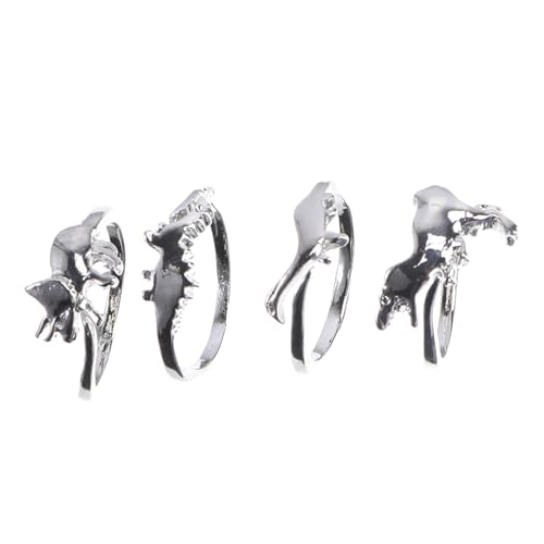 Healvian 4Stücke Niedliche Ringe Für Frauen Verstellbare Modeschmuck Fingerringe Silber Im Design Stegosaurus Brachiosaurus Triceratops Healvian 4Stücke Niedliche Ringe Für Frauen Verstellbare Modeschmuck Fingerringe Silber Im Design Stegosaurus Brachiosaurus Triceratops von Healvian